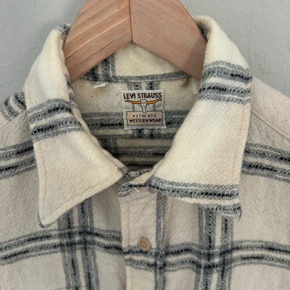 Rare LEVI'S Vintage Clothing 1950’s Longhorn Shirt 100% Wool Made In Italy Plaid - Picture 9 of 16